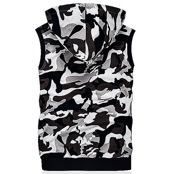 

standard camouflage men vest hooded fashion new casual thin vest men printing soft all-matched vest chaleco hombre pockets breathable, Black;white