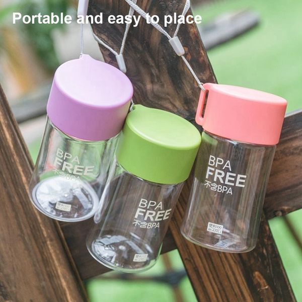

mini water bottle leakproof transparent water bottle portable small water bottles with rope for students outdoor plastic cup