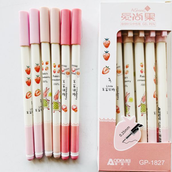 

3x and strawberry gel pen writing signing pen school office supply kids gift student stationery 0.25mm black ink