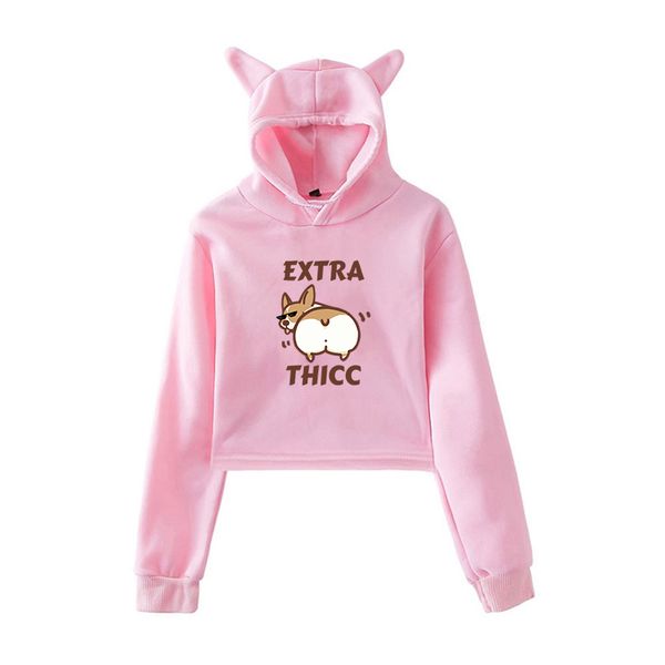

2019 dog print harajuku spring autumn clothes woman hoodies girls ladies sweatshirts dropshipping cropped streewear casual, Black