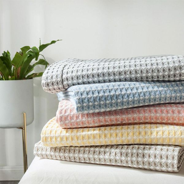

ehomebuy 2019 nordic style waffle knitted blankets decorative blanket 100% cotton