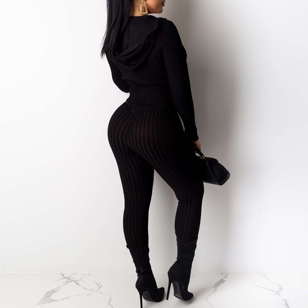

2020 new fashion sport suit women ladies fashion solid v-neck zipper long sleeve hooded blouse coat long pants suit active wear, White;black