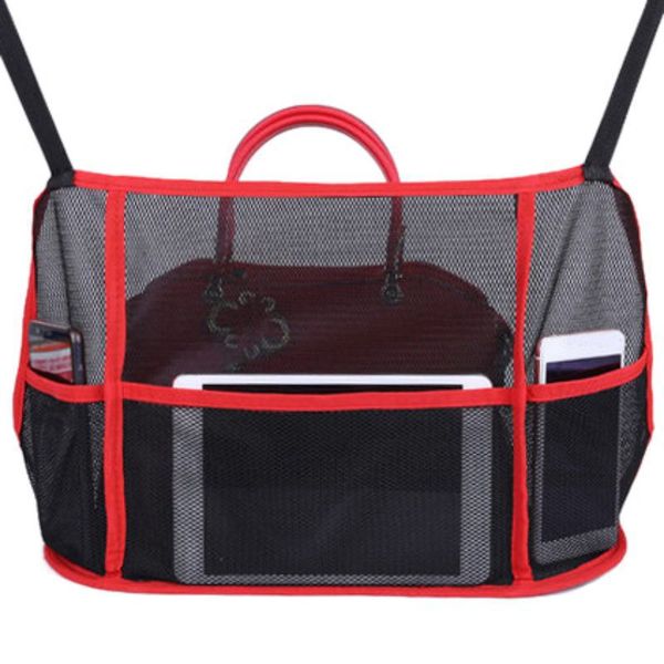 

1pcs car seat double storage net bag pocket car groceries organizer seat back protector