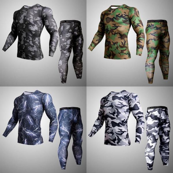 

мужского спортивного белье набор камуфляж джерси рубашка поножи 2 шт спортивной комплект сухого fit тенниска спорт компрессионное белье, Black;red