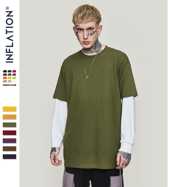 

inflation 2019 summer new t-shirt men 100% cotton solid color casual t shirt basics o-neck short sleeve male tee 91258s, White;black