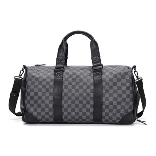 

man travelling luggage traveling pu leather duffel bag super capacity business men travel bags tourism black lattice handbag