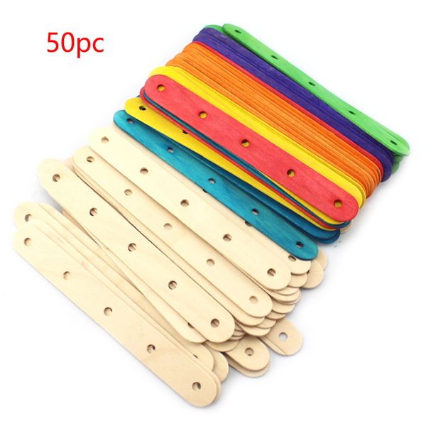 

50pcs cake kitchen bar manual kids diy handwork hand crafts ice cream stick home durable model tool with holes wood
