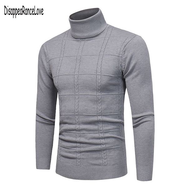

2020 new autumn winter men's sweater mens turtleneck solid casual sweater men's slim fit brand knitted pullovers, White;black