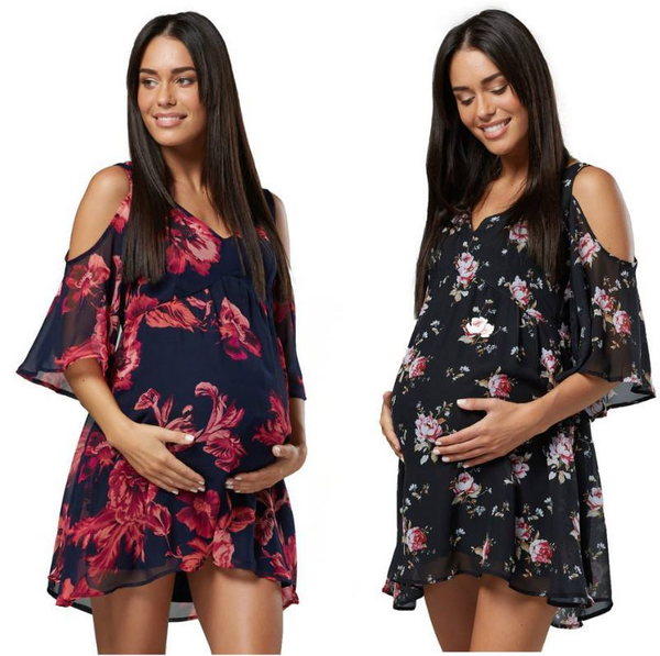 

maternity dresses casual pregnant women dress stretchy summer floral pregnancy dress pregnancy nursing baby, White