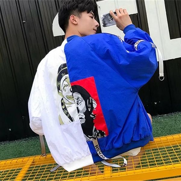 

hip hop jacket 2019 new selling clown printing men's jackets hip hop big yard the tide casual joining together jacket 3xl, Black;brown