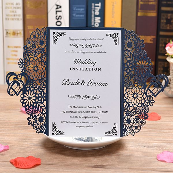 

pearl paper floral wedding cards with blank inner sheet 10pcs invitations cards for wedding birthday invitations