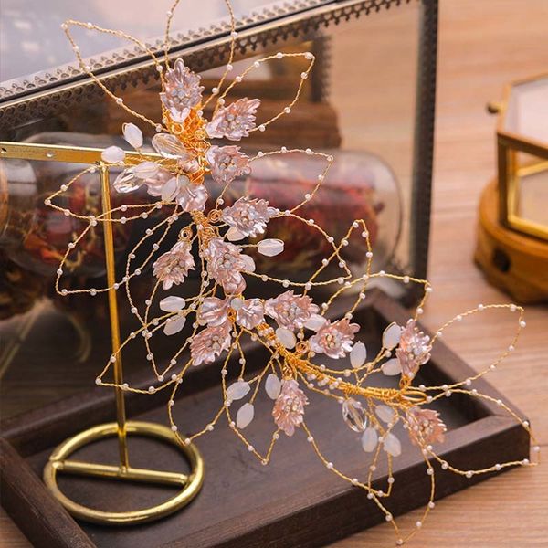 

1pcs fairy handmade weave crystal leaves bridal wedding hairband diadema women hair accessories wedding hair jewelry y200409, Slivery;golden