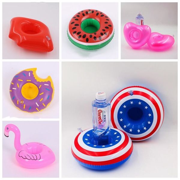 

cup mat swimming bath party beverage holding pad 10 styles beach kid toy cute flamingo inflatable drink can bottle holder ing