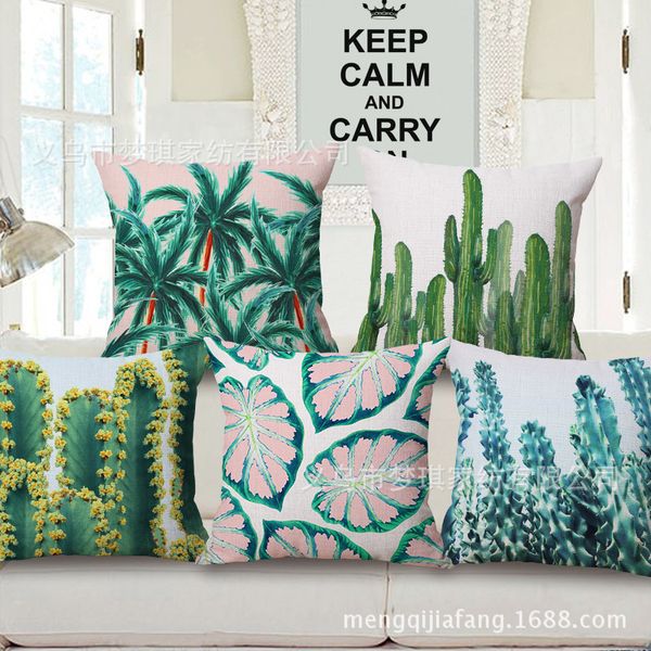 

new pattern tropic botany hold cotton pillow case cactus printing cushion set office siesta back cushion