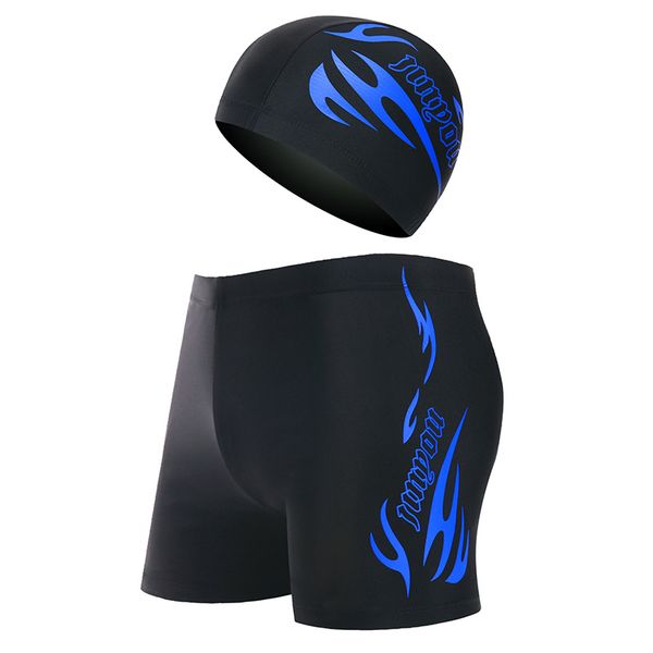 

printed men's swimming trunks and caps swim shorts swimming briefs breathable swimwear men boxer board shorts -4xl, White;black