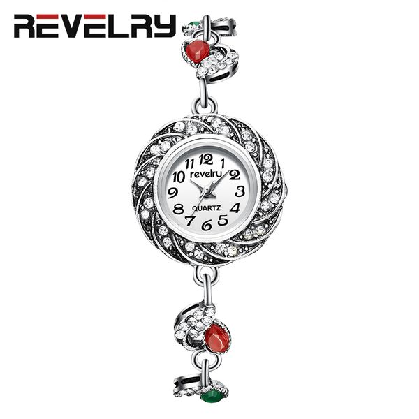 

fashion luxury women watches ladies antique silver bracelet watch clock business mujer rhinestone dial quartz watch, Slivery;brown