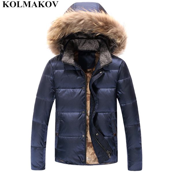 

new men duck down jacket winter coat man mens parkas coats 2018 men's fur hood thick parka jackets warm overcoat big sizes m-3xl, Black
