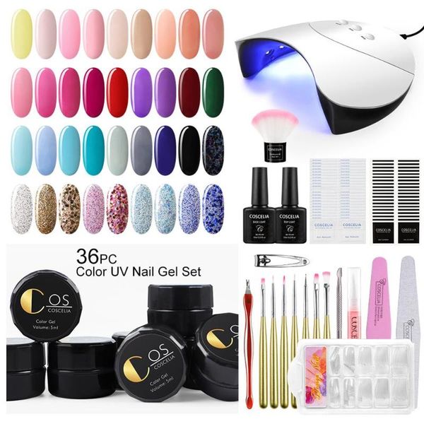 

coscelia 36pc set uv gel polish kit nail salon poly gel paint diy design soak off paint uv nail varnish manicure art set
