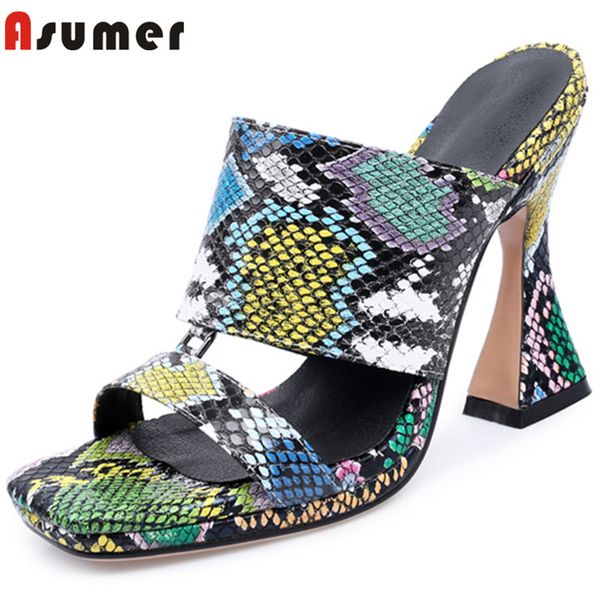 

asumer 2020 new arrival thin high heels women sandals snake summer party wedding shoes ladies platform sandals big size 42, Black