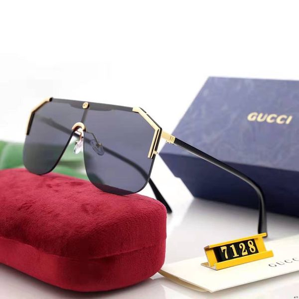 

metal frame mens design sunglasses luxury sunglasses designe glass for mens adumbral glasses uv400 5 colors with box g7128, White;black