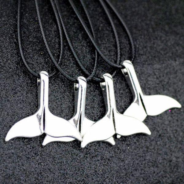 

wholesale 50pcs/lot fashion men women's alloy whale tails charms pendants necklaces gifts hj07, Silver