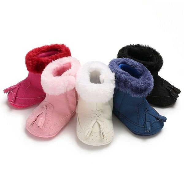 

0-18m toddler baby girl boy cotton warm boots snow shoes first walkers newborn non-slip soft shoe, Black;grey