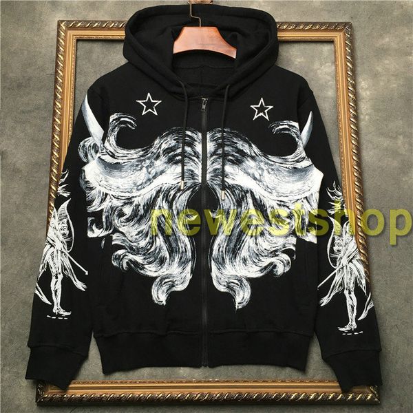 

2020 new brand mens graffiti abstract line star print hoodies long sleeve pullover coat sports sweatshirt men designer casual jumpers, Black