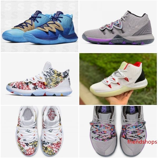 

new authentic kyrie 5 gs graffiti keep sue fresh basketball shoes atmosphere grey metallic silver men sports sneakers aq2458-001 with