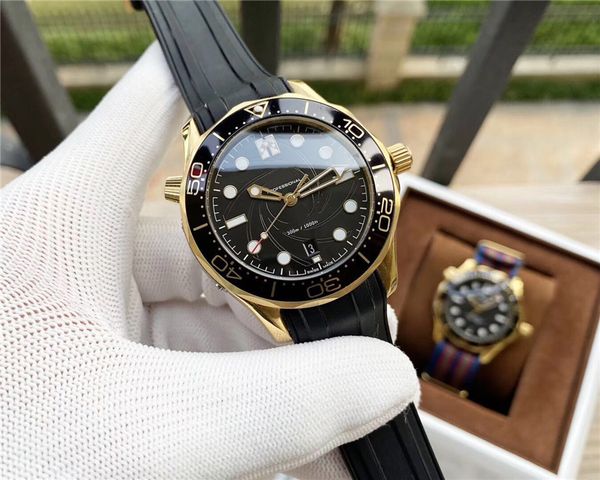 

dropship men's professional 300m black dial watch transparent visible hollow back automatic watches for men rubber nylon leather strap, Slivery;brown