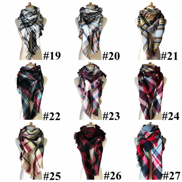 

fashion-40 colors women plaid scarves grid tassel wrap oversized c winter neckerchief lattice triangle blanket scarf cca11218 10pcs, Blue;gray