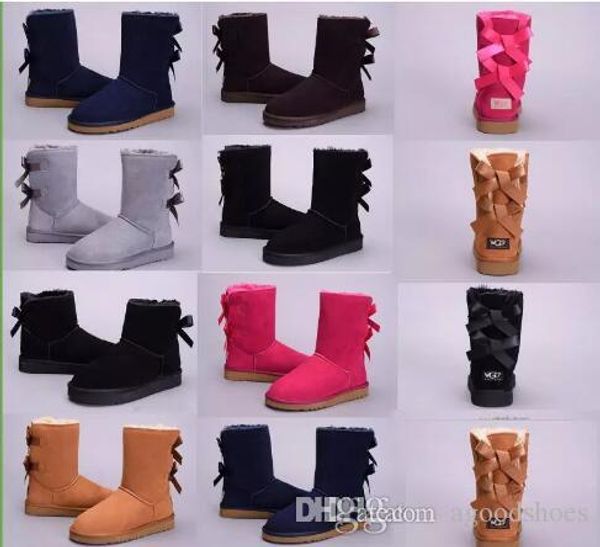 

2019 new wgg australia classic snow boots women bow tie ankle winter boots fashion discount shoes black grey navy blue