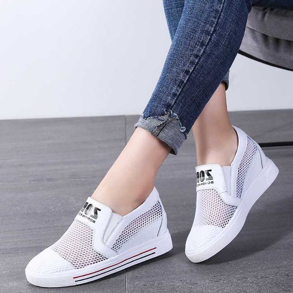 

sdz 2020 summer women sneakers shoes platform sneakers women breathable mesh casual shoes slip on creepers walking 1917, Black