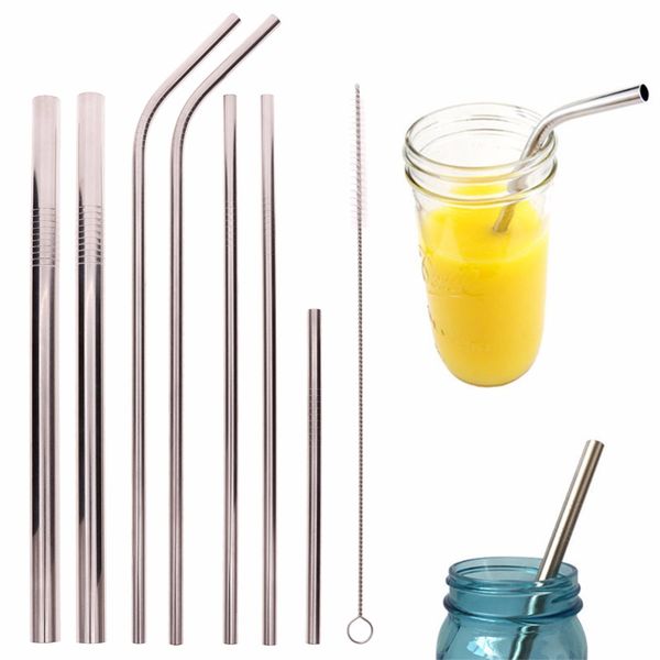 

10/8//5/pcs/set stainless steel metal reusable cocktail drinking straws with cleaner brush #271576