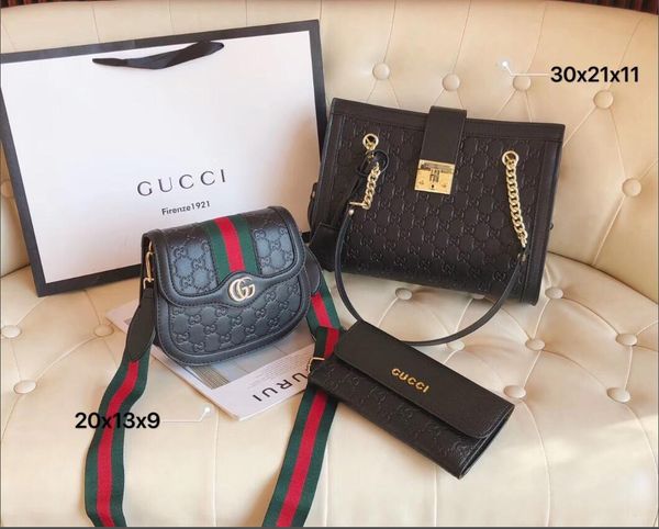 

three-piece fashion new designers handbag classic selling style real cow high leather tote bag shoulder shopping--20