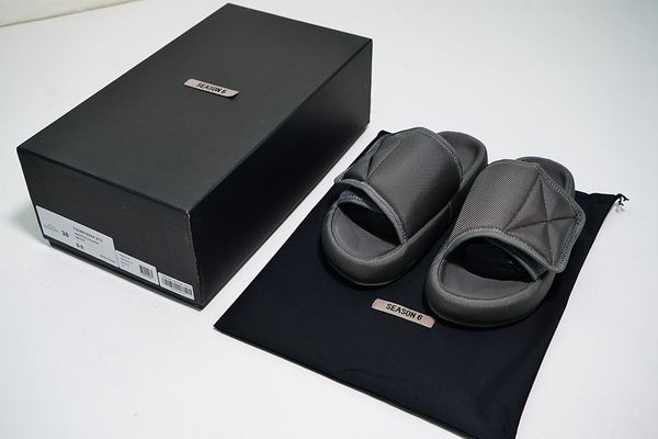 

2020 новые лучшие kanye качество сезон 6 нейлон слайды мужчины женщины 3d водонепроницаемый west seasn6 пены памяти высокой плотности вышивк, Black