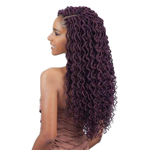 2019 18inch Curly Faux Locs Soft Hair Deep Faux Locs Twist Braids Goddess Locs Crochet Braiding Hair Braids Mambo Hair Extension 24roots Pack From