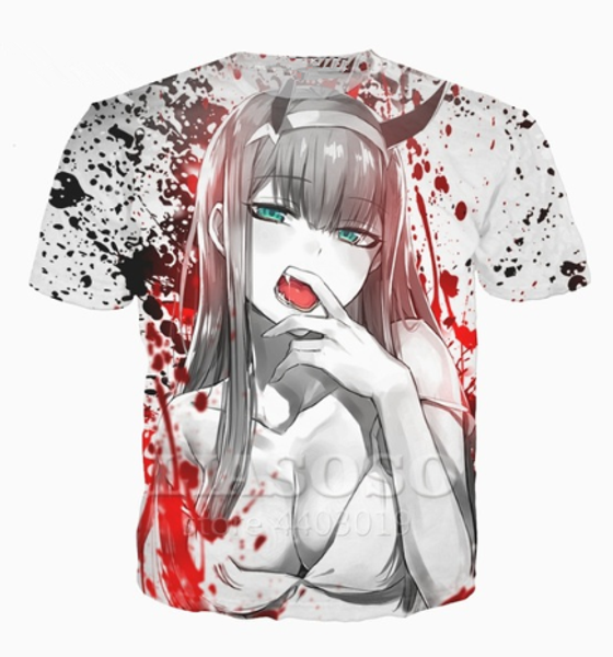 

2019 новая мода классический аниме darling в franxx футболка футболки повседневная мужчины женщины harajuku 3d футболка топы хип-хоп стиль u, White;black