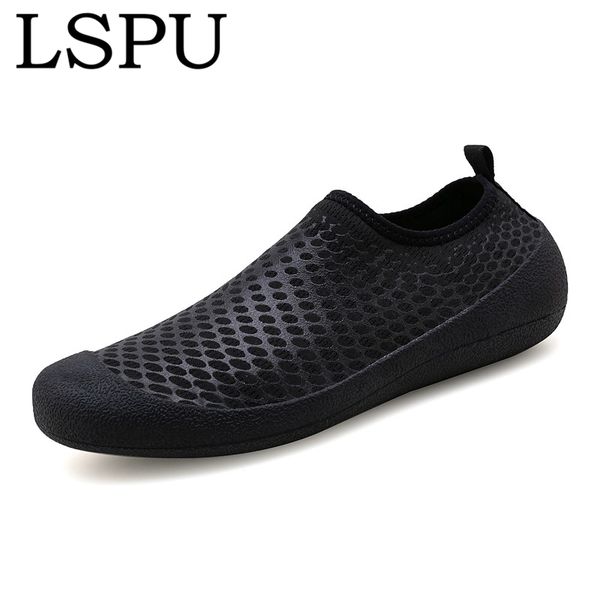 

breathable gym shoes slip on lightweight quick-dry swimming shoes flat sandals cool summer new arrival plus size 35-46 t200420, Black
