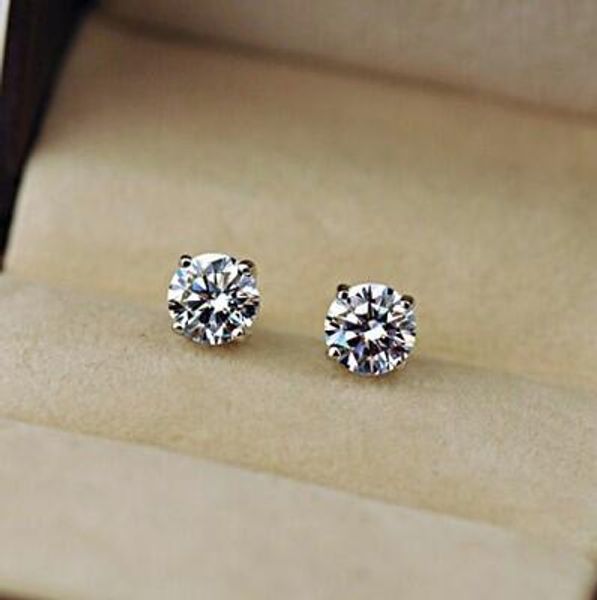 Hombres amantes de las mujeres boda Stud Pendientes Joyería Moda de alta calidad Ronda 4 puntas 100% Plata moissanite Pendientes de diamantes para boda