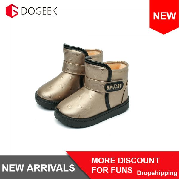 

child snow boots casual shoes warm fur new winter martin boots boys girls shoes fashion leather soft antislip plush snow, Black;grey