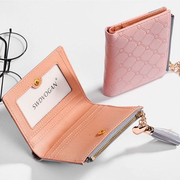 

1pcs wallet girls coin bag student tassel coin purse new card package, Red;black