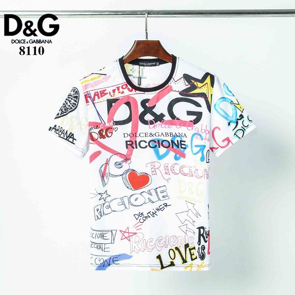 

2020 summer new brand dg clothing o collar youth men's t-shirt printed hip hop t-shirt 100% cotton fashionable men's and women&#03, White;black
