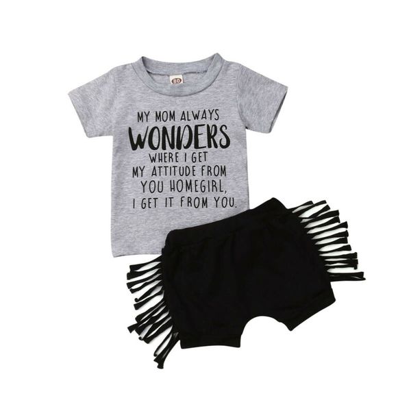 

focusnorm новорожденных малышей baby girl одежда печать письмо мамы с коротким рукавом рубашки топы короткие штаны два кусочка одежда нижнее, White