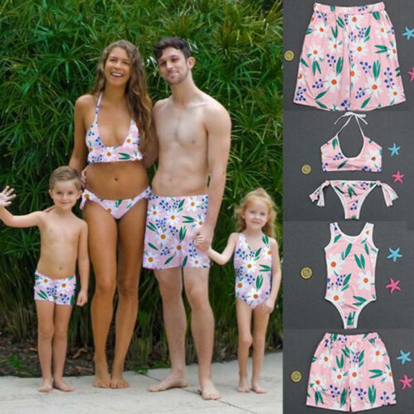 

family matching swimwear new summer mother cute sweet daughter women kid beachwear baby girls swimsuit bikini uk