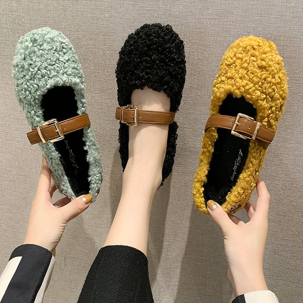 

loafers fur slip on shoes for women 2019 fashion women's flats round toe autumn casual female sneakers slip-on modis dress fall, Black