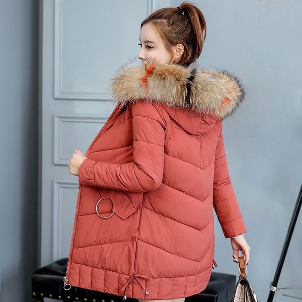 

cotton-padded jacket 2019 back winter dress woman waitmore cotton-padded clothes all-match cotton long fund loose coat tide, Black