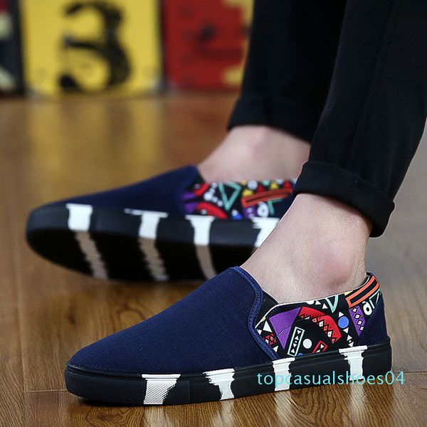 

men loafers driving new canvas shoes graffiti espadrilles zapatos chaussure homme men casual sneaker flat shoes tyg56 t04, Black