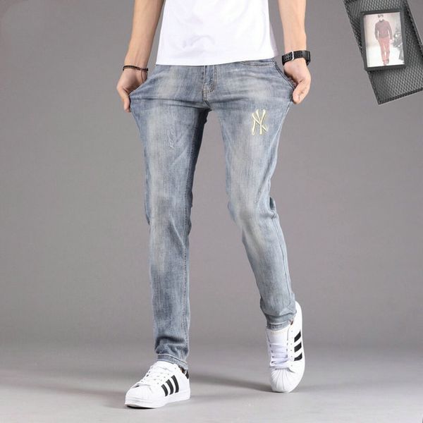 

2020gg джин мђжкие алави pattern джин дизайнеѬ поведневна мода Ѭоконе джин Blue