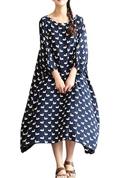 

mordenmiss women's swan pattern plus size dress daily clothing, Black;gray