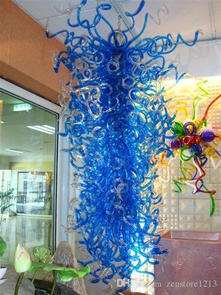 

100% ручной работы выдувного муранского blue glass люстра light big mouth отель decor выдувное стекло подвеска лампы чихули стиль светодиодн